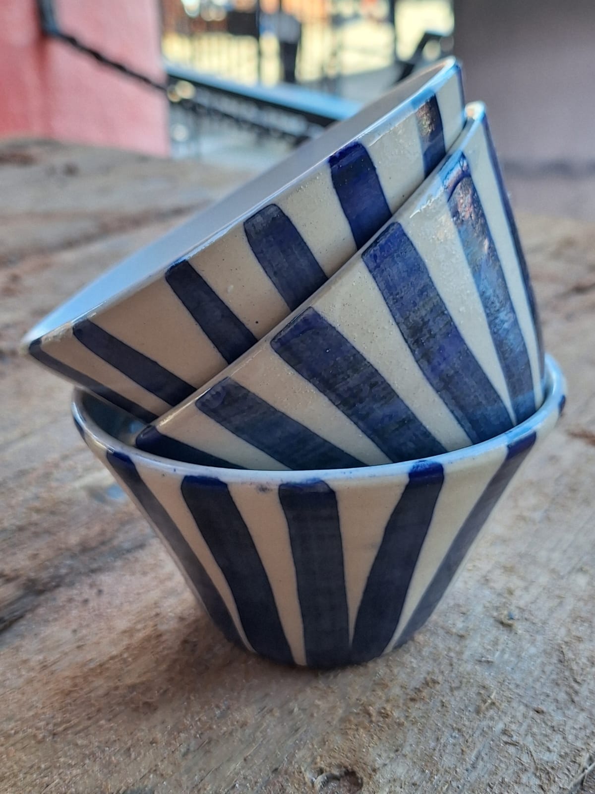 small striped beakers